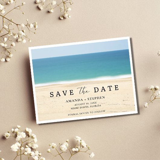 Carte Postale Faire-part Mariage Plage Économisez La Date