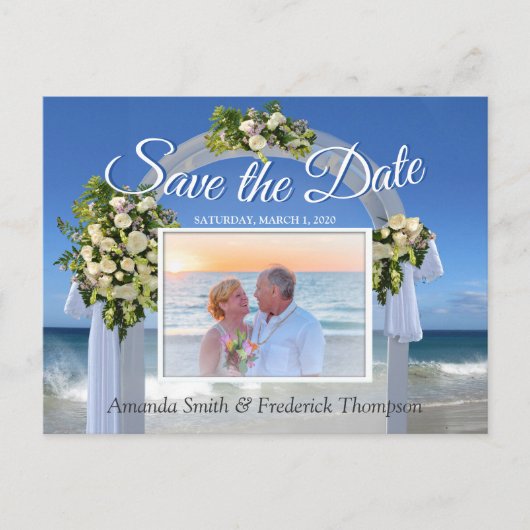 Carte Postale Faire-part Mariage plage Enregistrer la date (Devant)