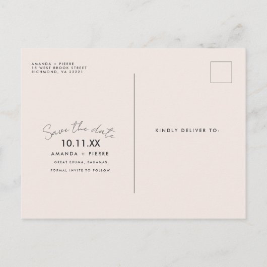 Carte Postale Faire-part Mariage plage Enregistrer la date (Dos)