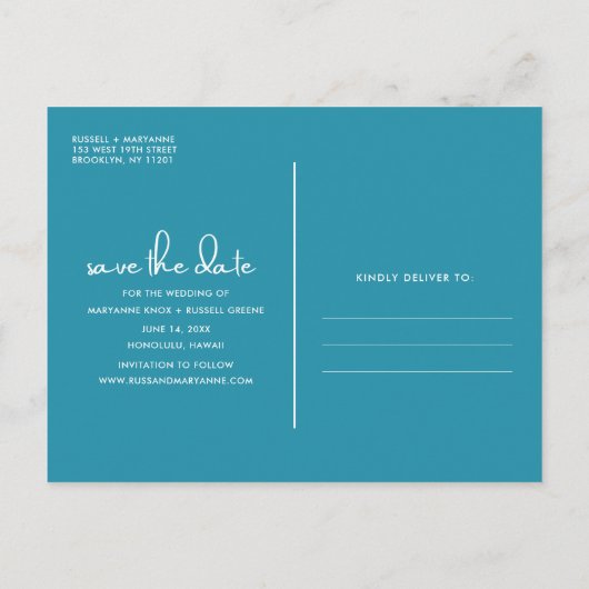 Carte Postale Faire-part Mariage plage Enregistrer la date (Dos)