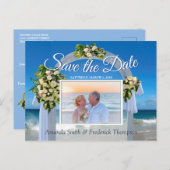 Carte Postale Faire-part Mariage plage Enregistrer la date (Devant / Derrière)