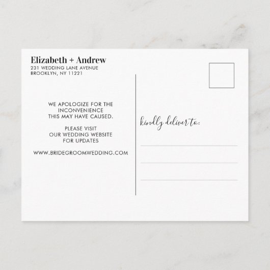 Carte Postale Faire-part Mariage Postponement L'Histoire D'Amour Sera Toujo (Dos)