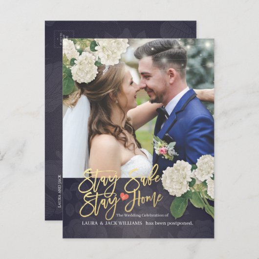 Carte Postale Faire-part Mariage Postponton Rester Accueil Rester en sécuri (Devant / Derrière)