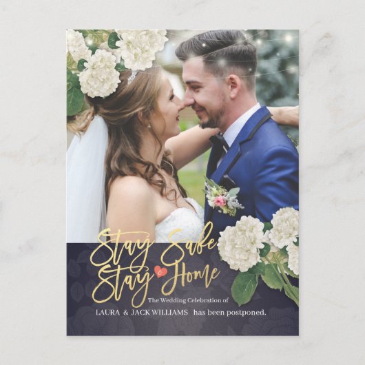 Carte Postale Faire-part Mariage Postponton Rester Accueil Rester en sécuri (Devant)