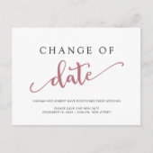 Carte Postale Faire-part Mariage report Changement de date Rose noir (Devant)