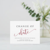 Carte Postale Faire-part Mariage report Changement de date Rose noir (Debout devant)