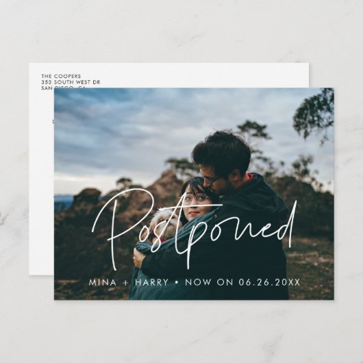 Carte Postale Faire-part mariage reporté (Devant / Derrière)