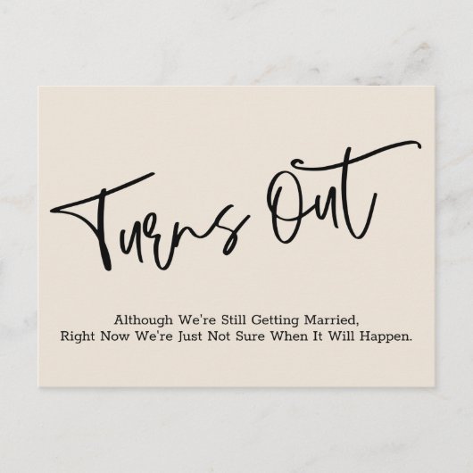 Carte Postale Faire-part Mariage reporté à la crème simple (Devant)