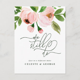 Carte Postale Faire-part Mariage reporté à une date ultérieure avec aquarel
