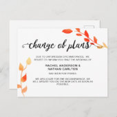 Carte Postale Faire-part Mariage Reporté Annulé Automne Changement (Devant / Derrière)