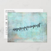 Carte Postale Faire-part Mariage reporté Aqua Grunge (Devant / Derrière)