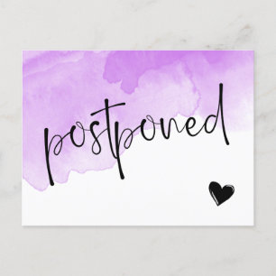 Carte Postale Faire-part Mariage reporté aquarelle violette