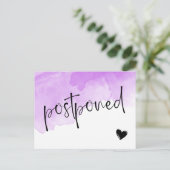 Carte Postale Faire-part Mariage reporté aquarelle violette (Debout devant)