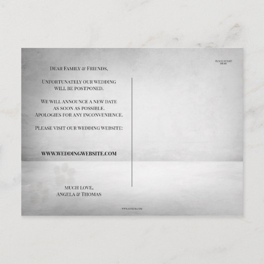 Carte Postale Faire-part Mariage Reporté Drôle Chat Change la Date (Dos)