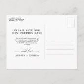 Carte Postale Faire-part Mariage reporté en calligraphie délicate (Dos)