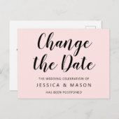 Carte Postale Faire-part Mariage Reporté Modifier La Date (Devant / Derrière)