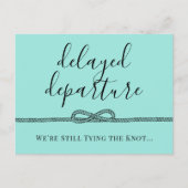 Carte Postale Faire-part Mariage reporté : nœud turquoise marin (Devant)
