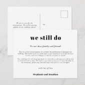 Carte Postale Faire-part Mariage Reporté Nous Nous Marions Toujours Script (Devant / Derrière)