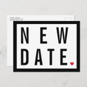 Carte Postale Faire-part Mariage reporté nouvelle date cœur noir blanc Red  (Devant / Derrière)