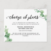 Carte Postale Faire-part Mariage Reporté Simple Annulation Eucalyptus (Devant)