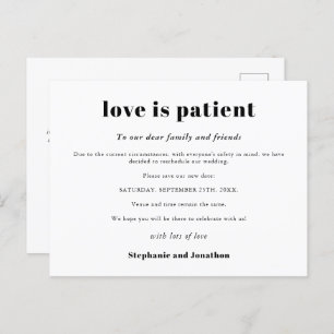 Carte Postale Faire-part Mariage Reporter L'Amour Est Patient Enregistrer N