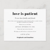 Carte Postale Faire-part Mariage Reporter L'Amour Est Patient Enregistrer N (Devant)