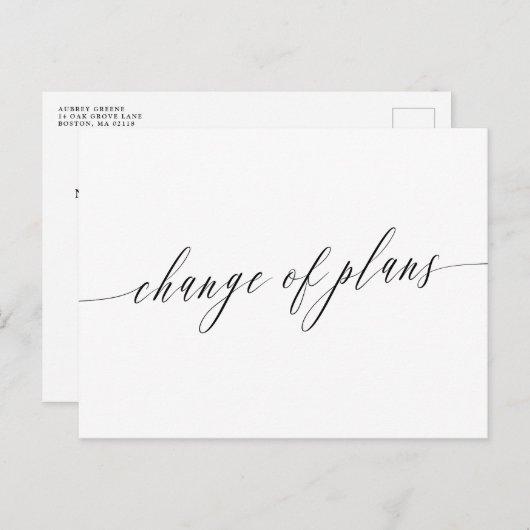 Carte Postale Faire-part Mariage Repoussé Calligraphie Élégante (Devant / Derrière)