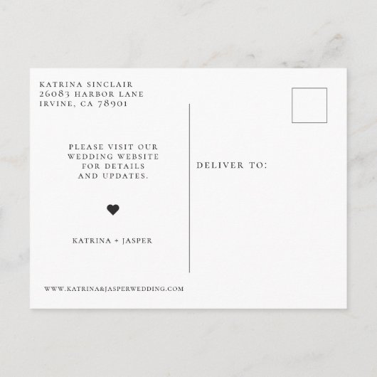 Carte Postale Faire-part Mariage repoussé du script brossé (Dos)