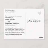 Carte Postale Faire-part Mariage repoussé en bois rustique (Dos)