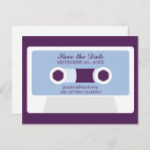 Carte Postale Faire-part Mariage Rétro Mixtape Enregistrez la Date (Devant / Derrière)