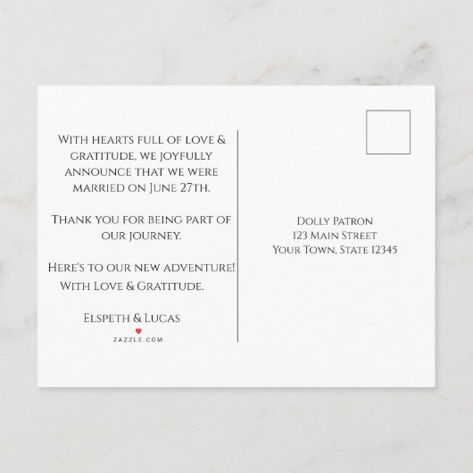 Carte Postale Faire-part Mariage romantique aux fleurs noires, bordeaux et (Dos)