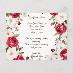 Carte Postale Faire-part Mariage Romantique Rose Rouge & Muguet de Mai 
