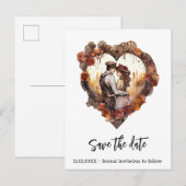 Carte Postale Faire-part Mariage Romantique Steampunk Cœur (Devant / Derrière)
