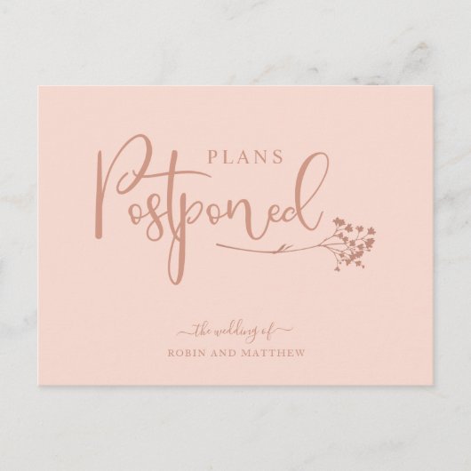 Carte Postale Faire-part Mariage rose de report Gold (Devant)