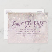 Carte Postale Faire-part Mariage rose gold élégant chic pailleté rose fémin (Devant / Derrière)