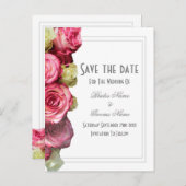 Carte Postale Faire-part Mariage rose rose floral sauvegarder la date (Devant / Derrière)