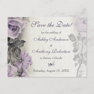 Carte Postale Faire-part Mariage Rose Sterling Silver Purple Enregistrer la
