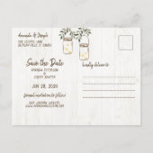 Carte Postale Faire-part Mariage rustique au pot Mason et lucioles (Dos)