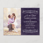 Carte Postale Faire-part Mariage Rustique Chic Enregistrer La Date - Violet (Devant)