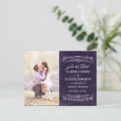 Carte Postale Faire-part Mariage Rustique Chic Enregistrer La Date - Violet (Debout devant)