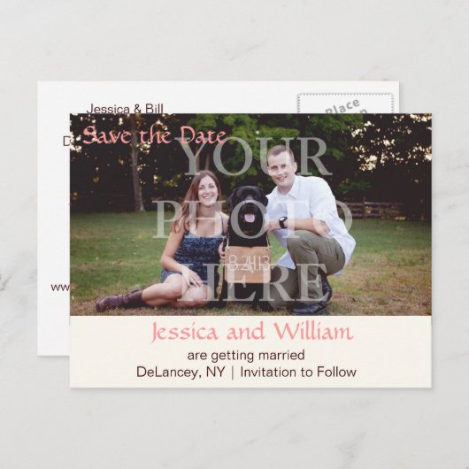 Carte Postale Faire-part Mariage rustique classique (Devant / Derrière)