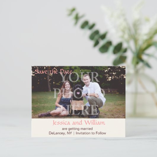 Carte Postale Faire-part Mariage rustique classique (Debout devant)