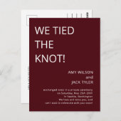 Carte Postale Faire-part Mariage rustique de Bourgogne moderne (Devant / Derrière)