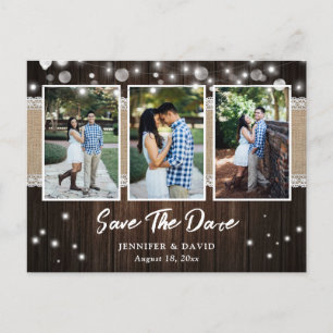 Carte Postale Faire-part Mariage Rustique En Bois Enregistrer La Date Photo