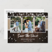 Carte Postale Faire-part Mariage Rustique En Bois Enregistrer La Date Photo (Devant / Derrière)