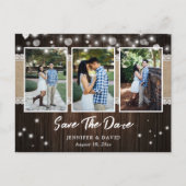 Carte Postale Faire-part Mariage Rustique En Bois Enregistrer La Date Photo (Devant)