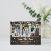 Carte Postale Faire-part Mariage Rustique En Bois Enregistrer La Date Photo (Debout devant)
