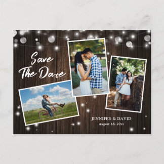 Carte Postale Faire-part Mariage Rustique En Bois Enregistrer La Date Photo
