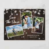 Carte Postale Faire-part Mariage Rustique En Bois Enregistrer La Date Photo (Devant)