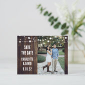 Carte Postale Faire-part Mariage rustique en bois Enregistrer la date Photo (Debout devant)